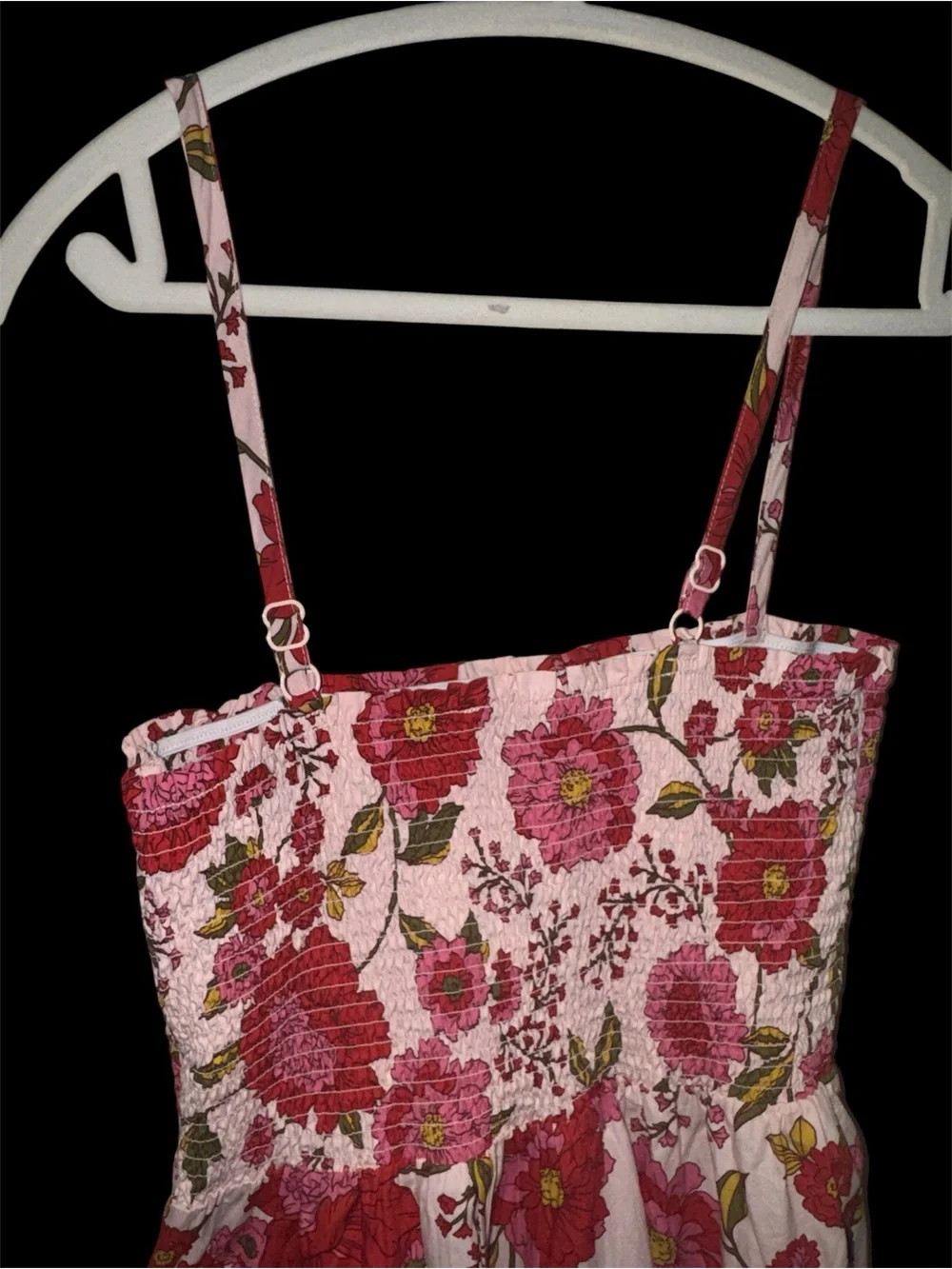 Steve Madden Floral Smocked Sundress | XXL | Pink Multi | Adjustable Straps